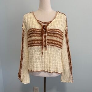 Free People marina bay Oversized knit crop tunic top size XS